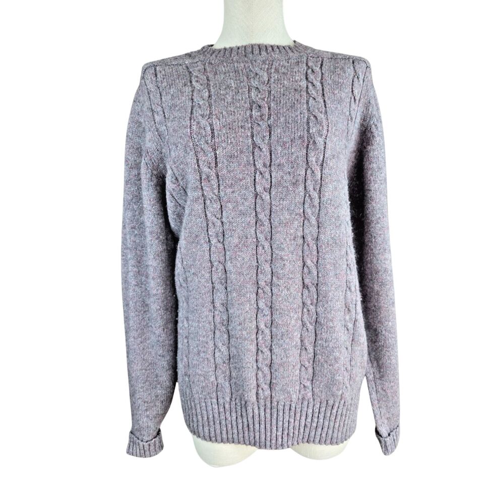 Wickbury LTD Crewneck Sweater Vintage Cable Knit Fisherman Wool Blend L/T